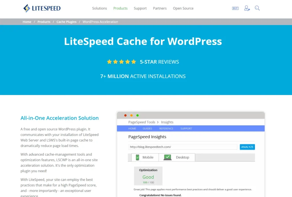 Strona główna wtyczki LiteSpeed Cache do WordPressa