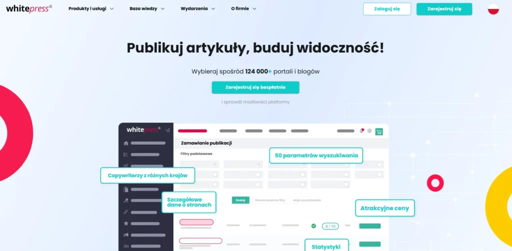 Wygląd strony głównej Whitepress.pl (adres url: https://www.whitepress.com/pl/)